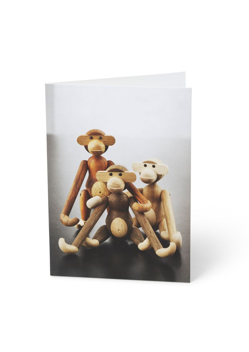 Kay Bojesen Karte A6 Affen 3 verschiedene gemischte Holz 1 Stück