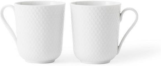 Lyngby Rhombe Coffee Cup, White, 2 Pcs.