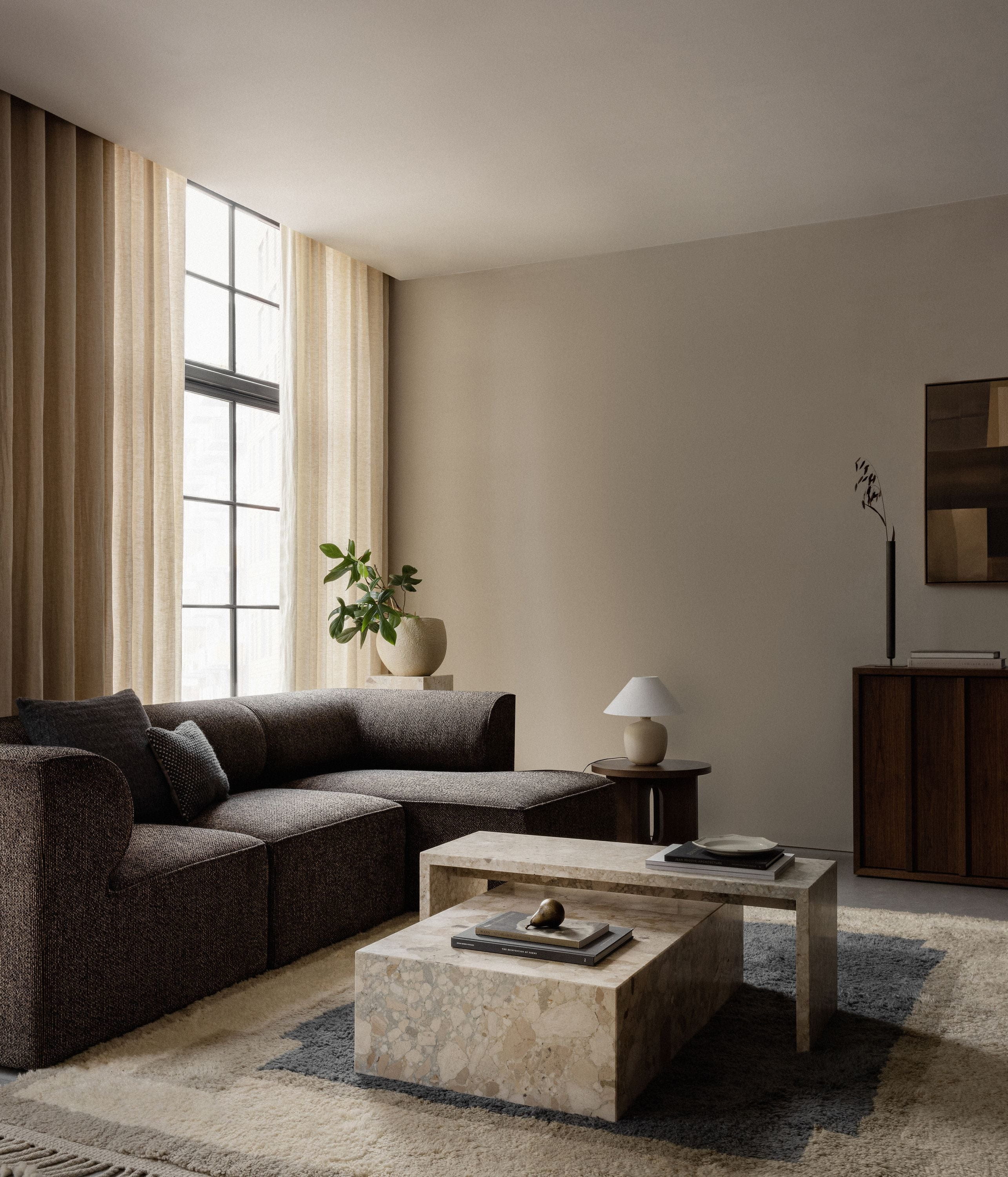 Audo Copenhagen Eave Modular Upholstered Sofa Corner Right, Moss Orange, 86x172 Cm