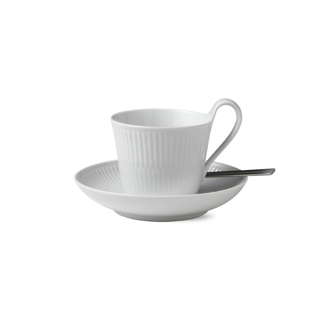 Royal Copenhagen White Fluted Cup W. Saucer, 25cl