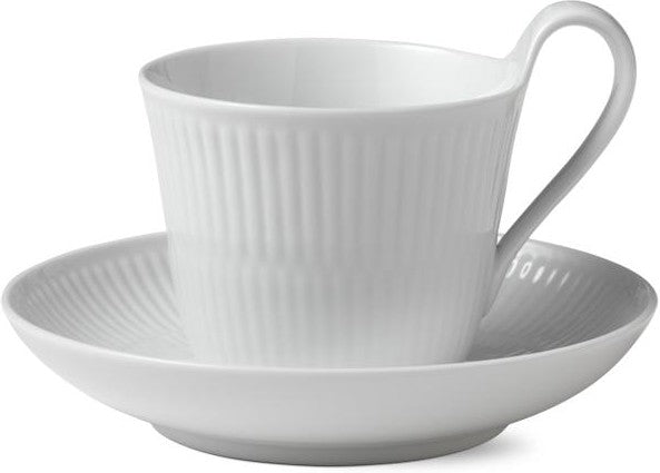 Royal Copenhagen White Fluted Cup W. Saucer, 25cl