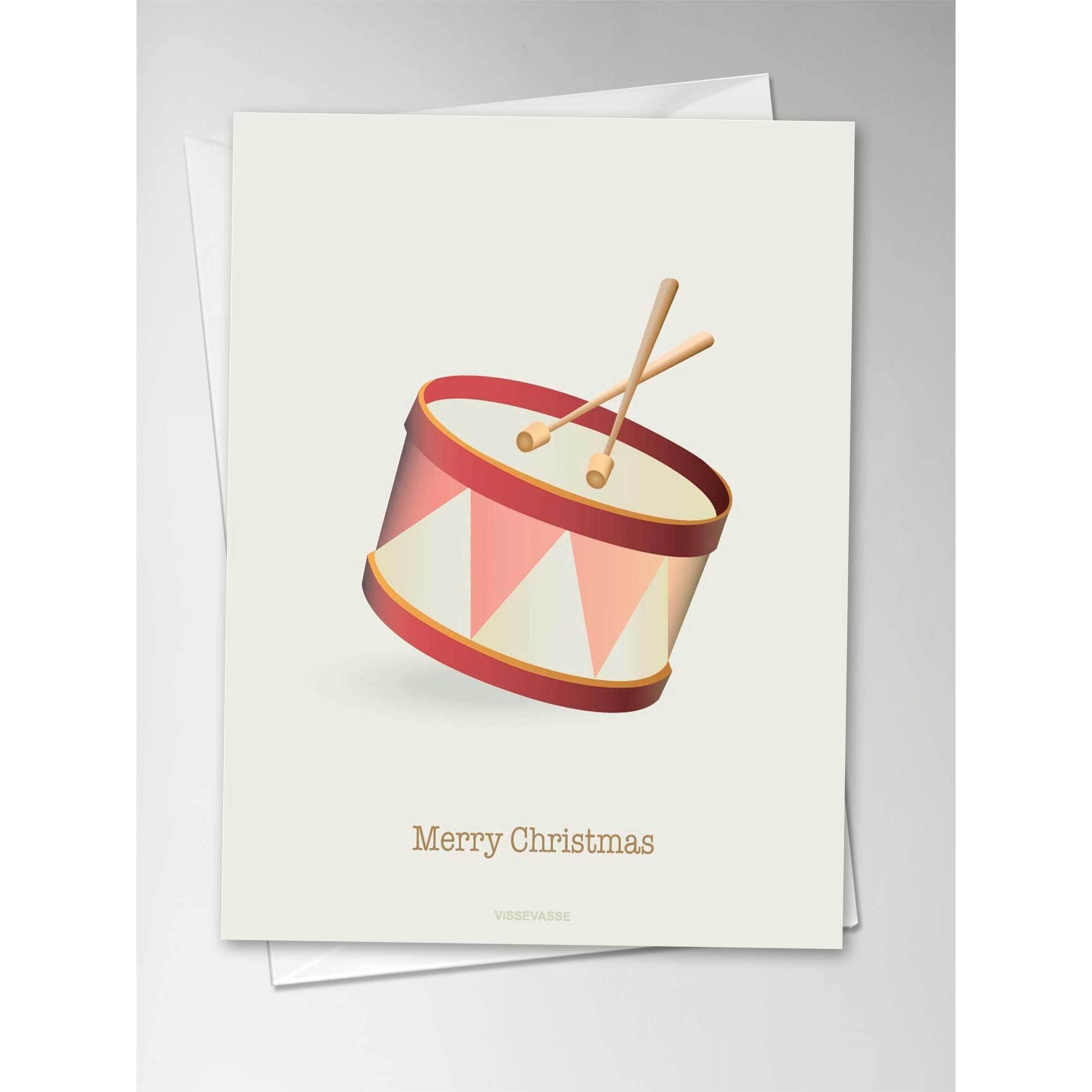 Vissevasse Merry Christmas Drum Greeting Card, 10,5x15cm