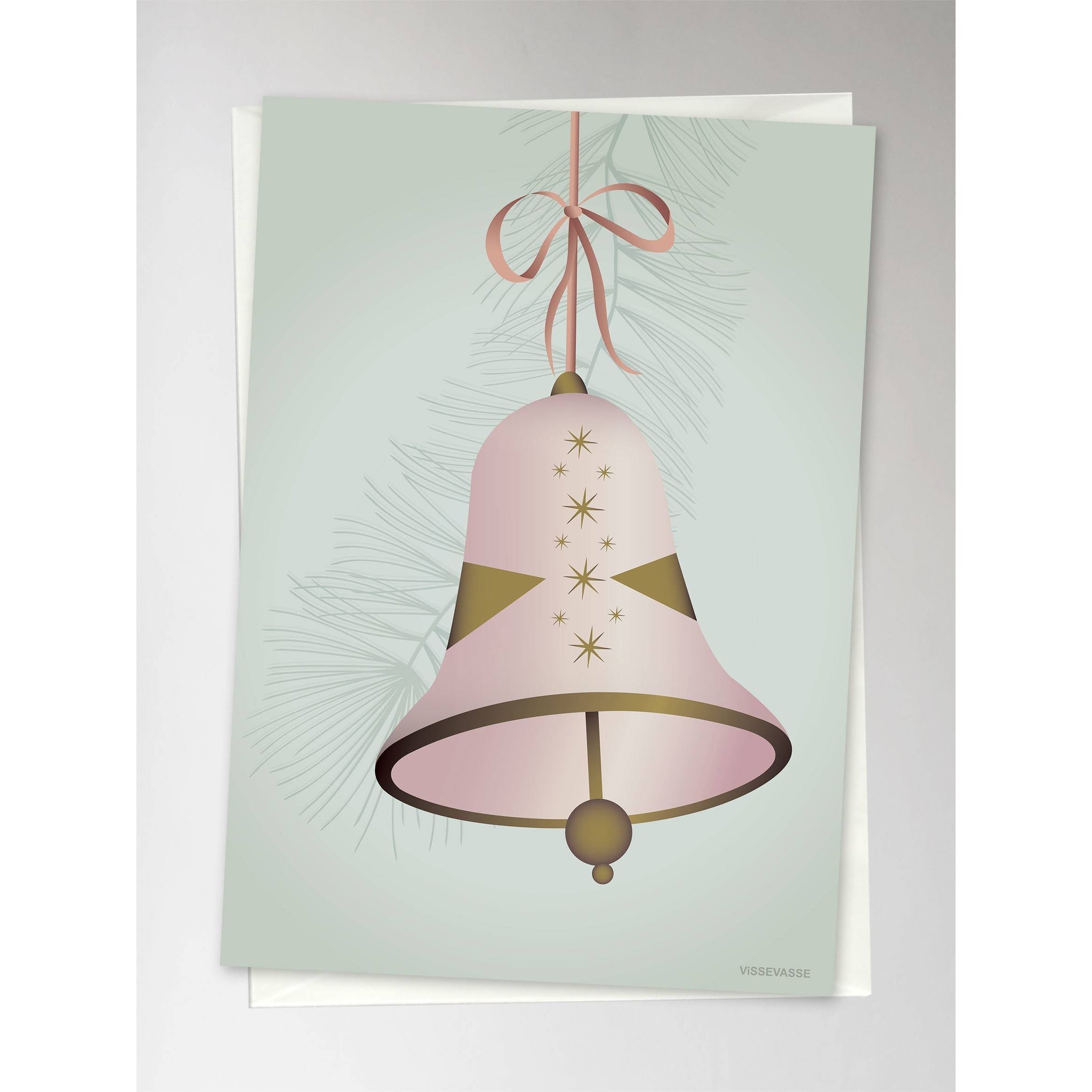 Vissevasse Christmas Bell Greeting Card 10.5 X15 Cm, Pink