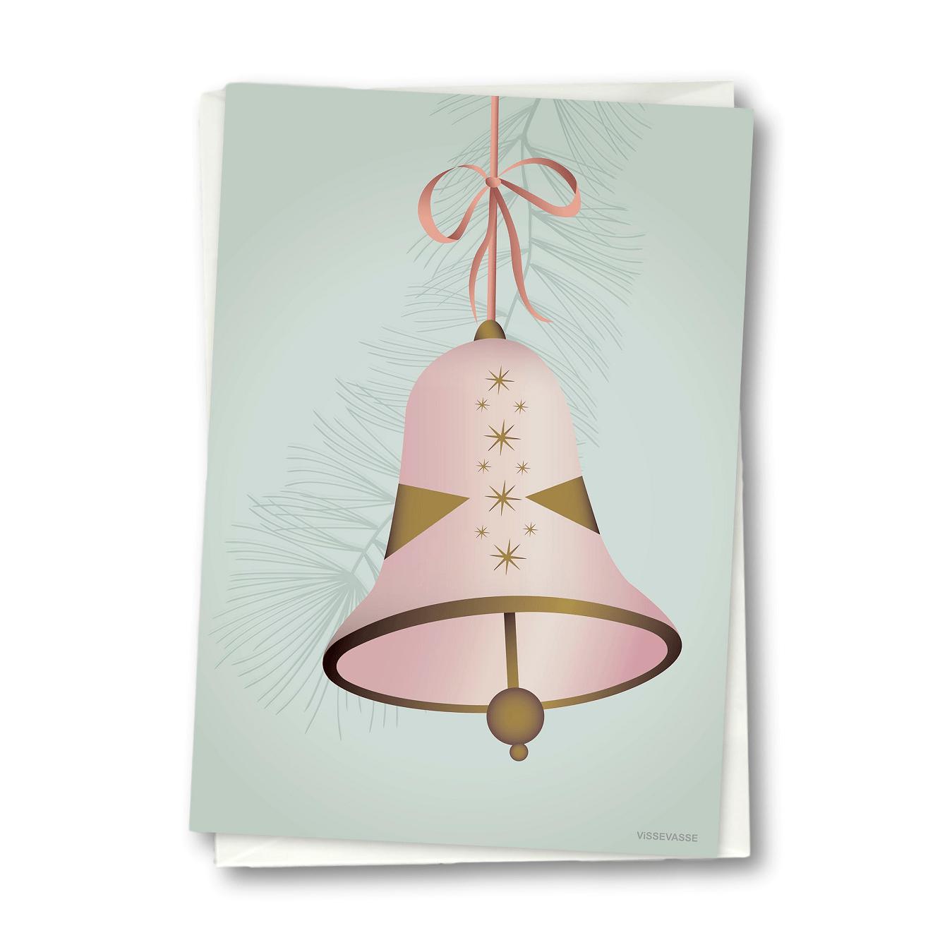 Vissevasse Christmas Bell Greeting Card 10.5 X15 Cm, Pink